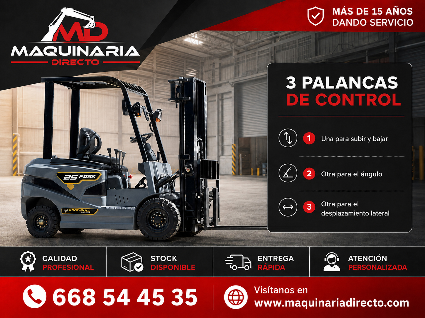 Carretilla Eléctrica King Bull Fork 25 (2500kg 4.5M Desplaza Lateral) - Imagen 16