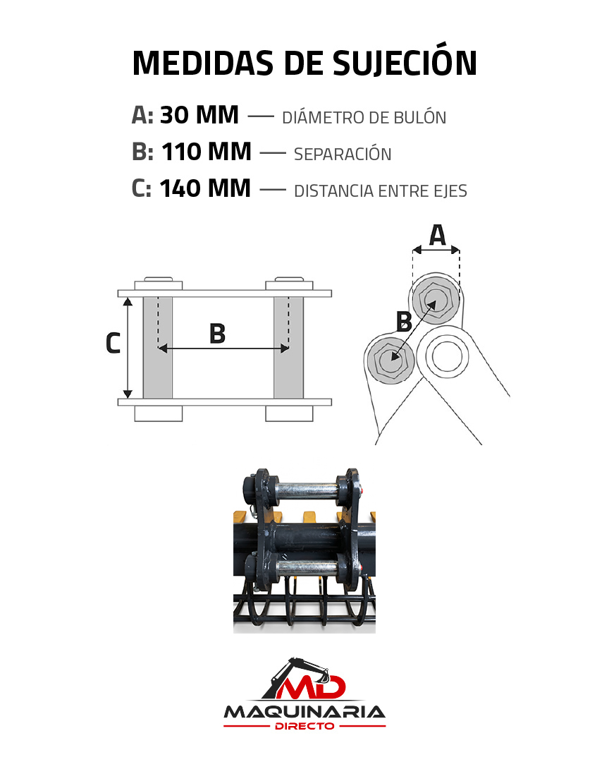 Cazo de Rejilla de 80 cm para Rippa R22 (Bulones Ø 30 mm) - Imagen 8