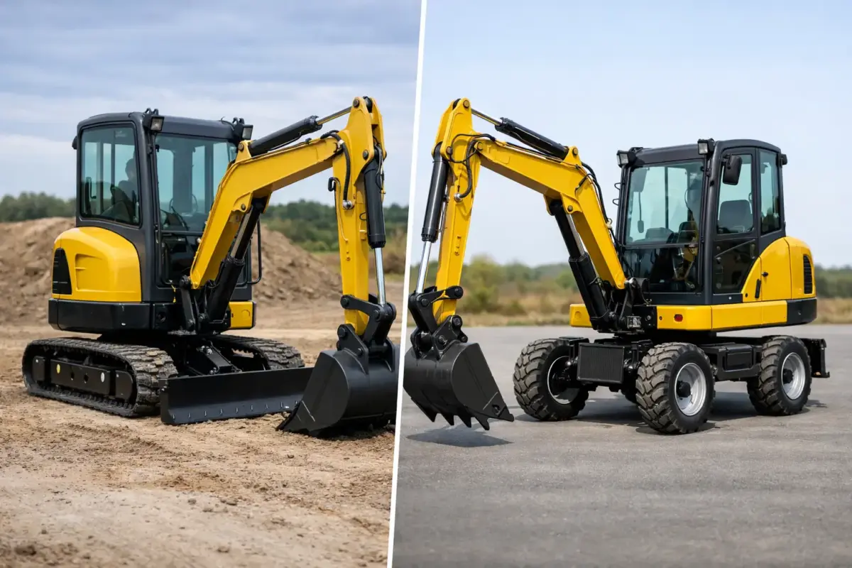 Mini excavadora oruga o ruedas: cuál elegir