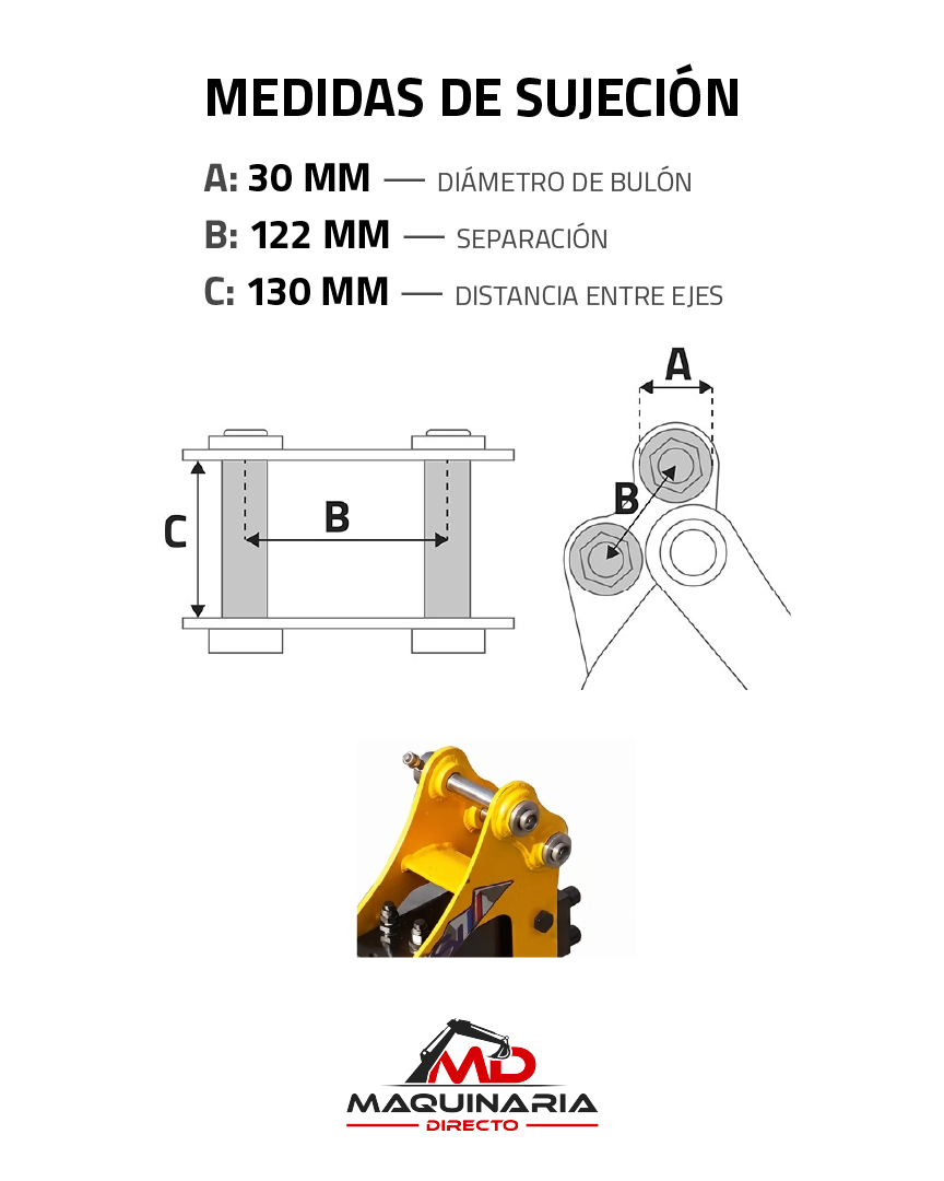Martillo Hidráulico para Rippa RB06 (Bulones Ø 30 mm) (Puntero Ø 40 mm) - Imagen 7