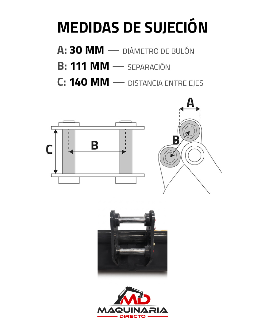 Cazo Oscilante con Doble Botella 100 cm para Rippa R22 (Bulones Ø 30 mm) - Imagen 3
