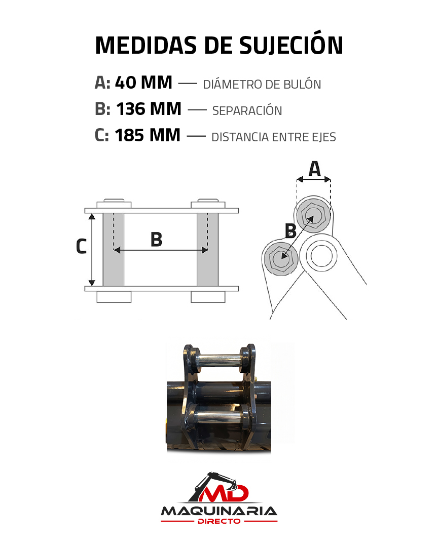 Cazo Oscilante con Doble Botella 100 cm para Rippa R32 (Bulones Ø 40 mm) - Imagen 4