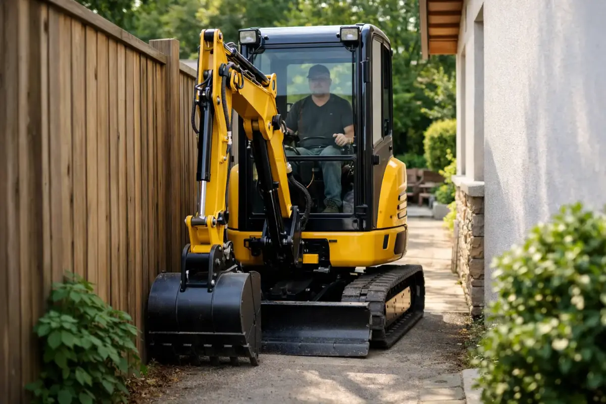 ¿Qué ancho necesita una mini excavadora para pasar?